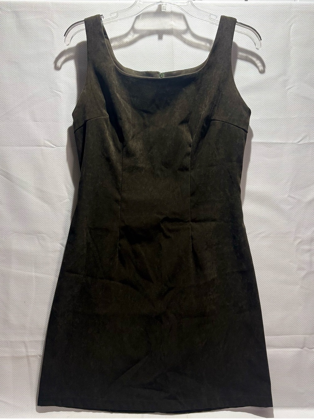 Vintage Maurices Olive Green Suede-Look Mini Dress